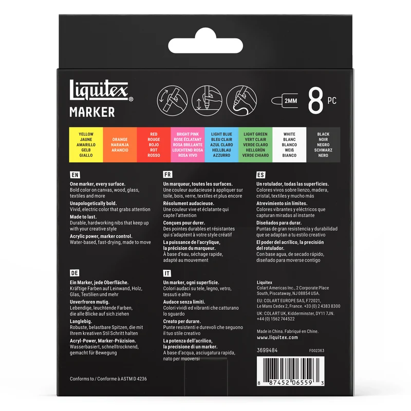 Liquitex - Marker Set 8x2mm, Set 1 - Essential