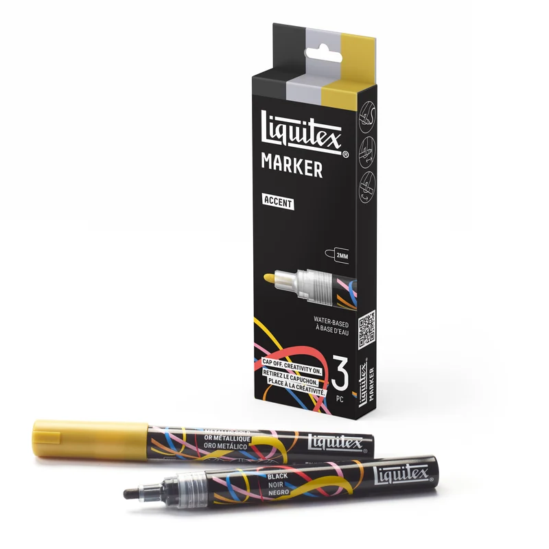 Liquitex - Marker Set 3x2mm, Set 2 - Metallic Accent