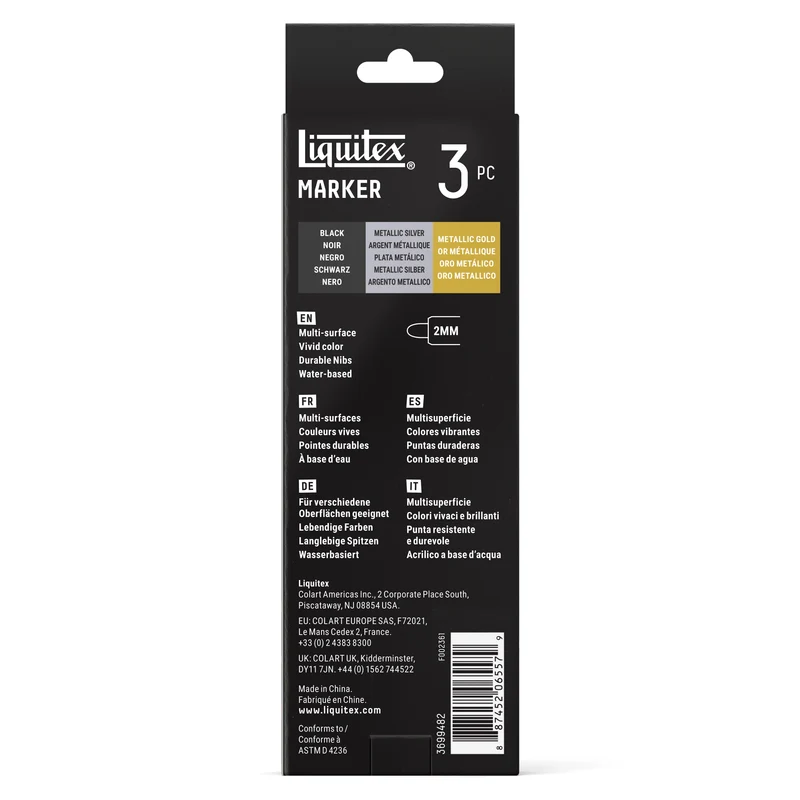 Liquitex - Marker Set 3x2mm, Set 2 - Metallic Accent