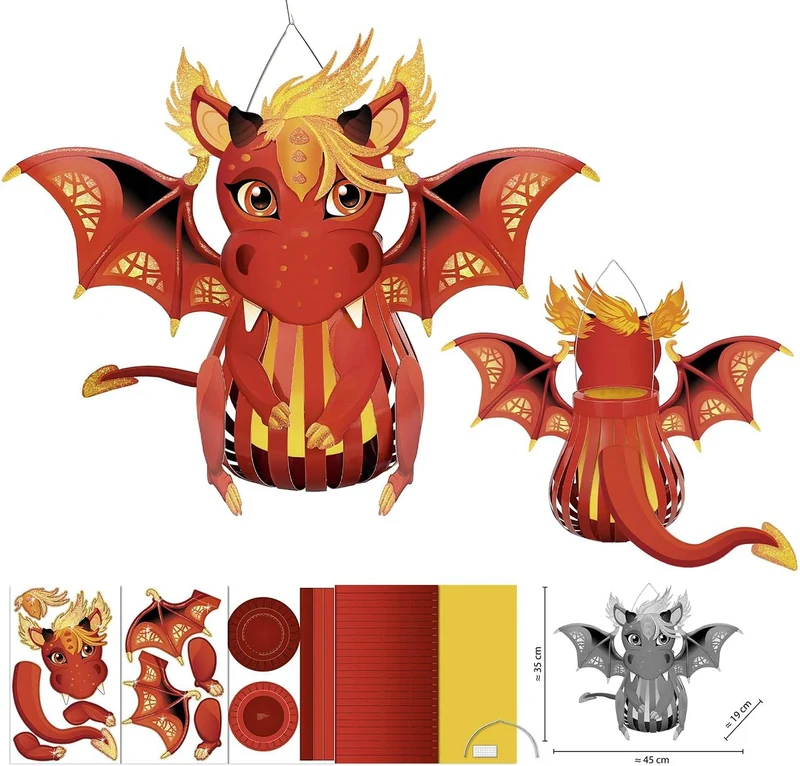 URSUS Laternen Bastelset Roter Drache 3D