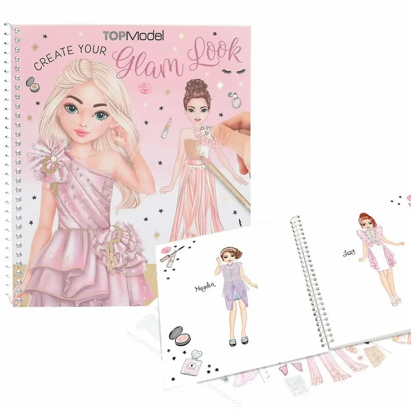 DEPESCHE TOPModel Malbuch Create your Glam Look - 36 Seiten mit Stickern in Gold & Silber