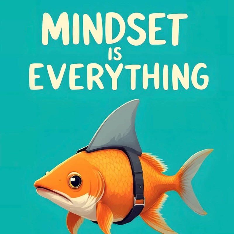 Acrylglasbild Haifisch Mindset is Everything Quadrat