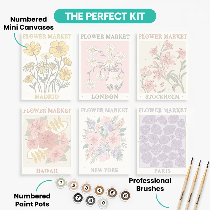 Global Flower Markets - Mini Paint by Numbers Set