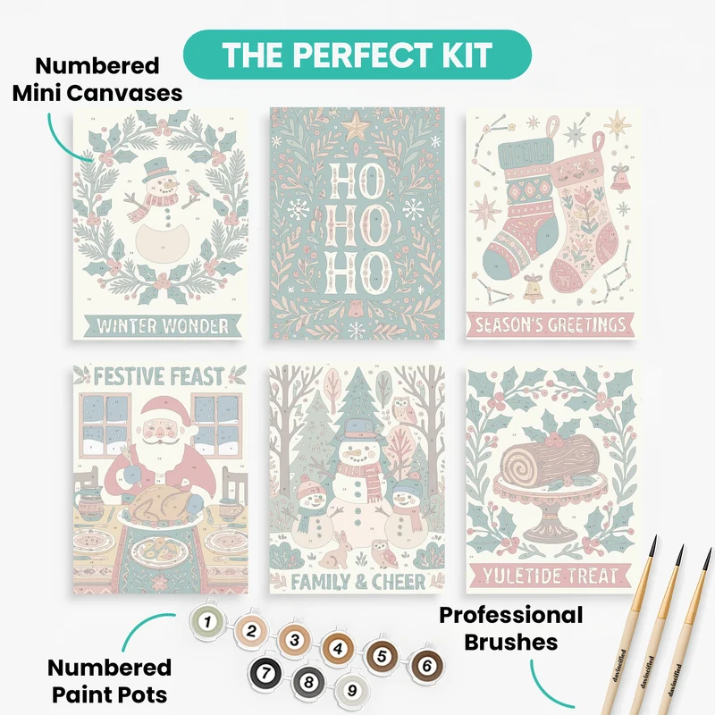 Christmas Holiday Cheer - Mini Paint by Numbers Set