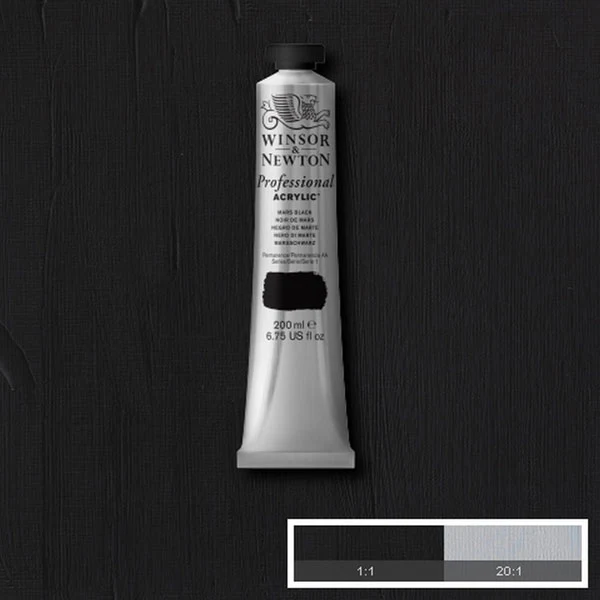 Winsor and Newton - Professional Artists' Acrylic Colour - 200ml - Mars Black