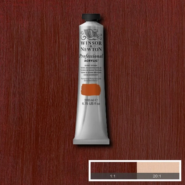 Winsor and Newton - Professional Artists' Acrylic Colour - 200ml - Burnt Sienna