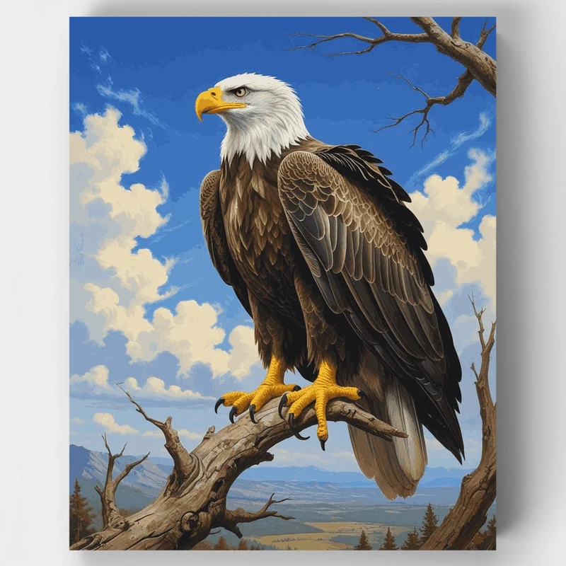 Majestic Bald Eagle on Branch - Paint by Numbers Kit