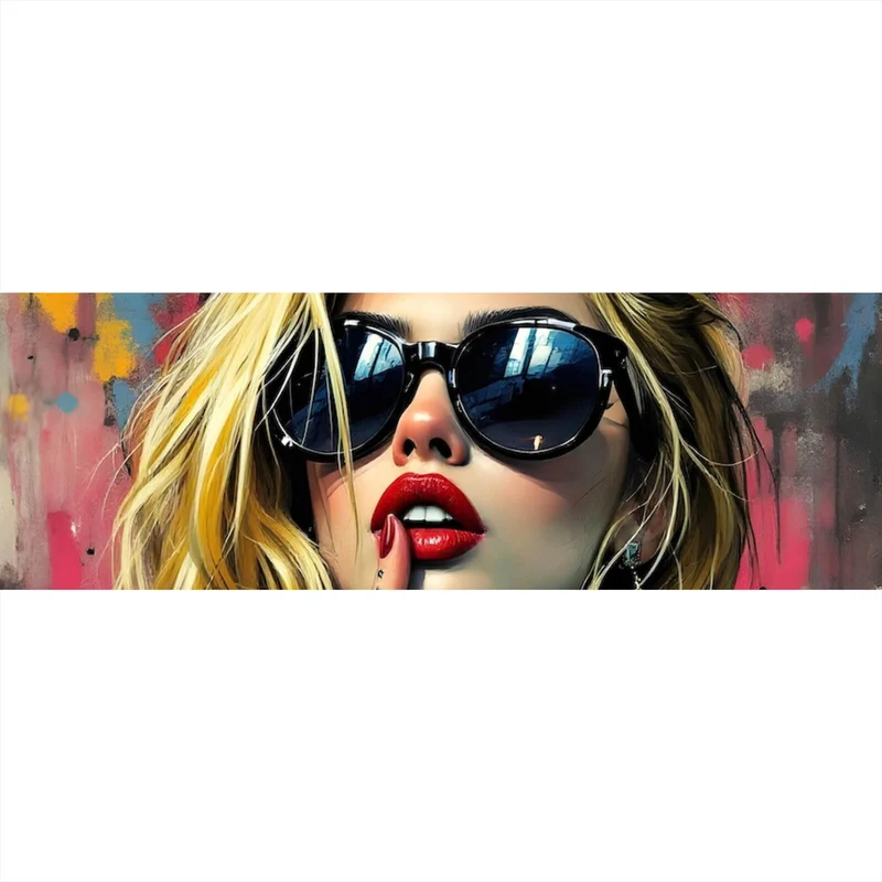 Aluminiumbild Tattoo Girl vor Graffiti Wand Panorama