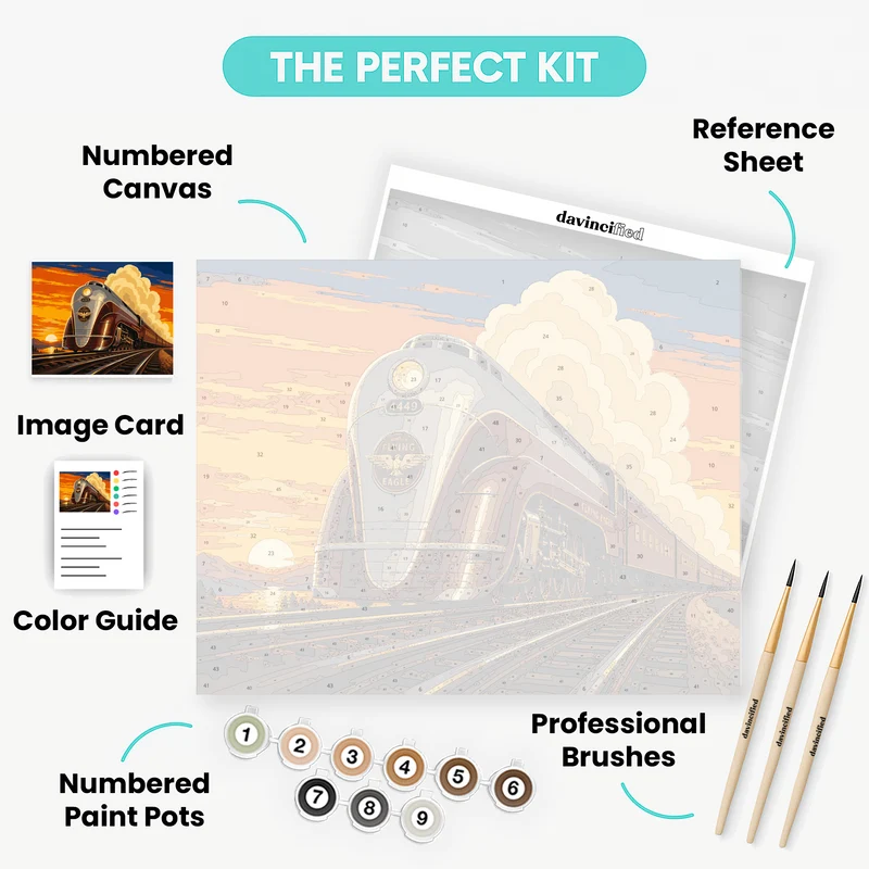 Flying Eagle 4449 Art Deco Steam Locomotive - Paint by Numbers Kit