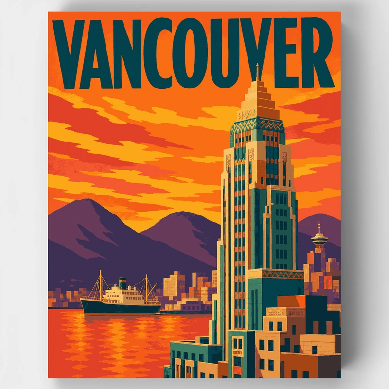 Vancouver Art Deco Skyline - Paint by Numbers Kit