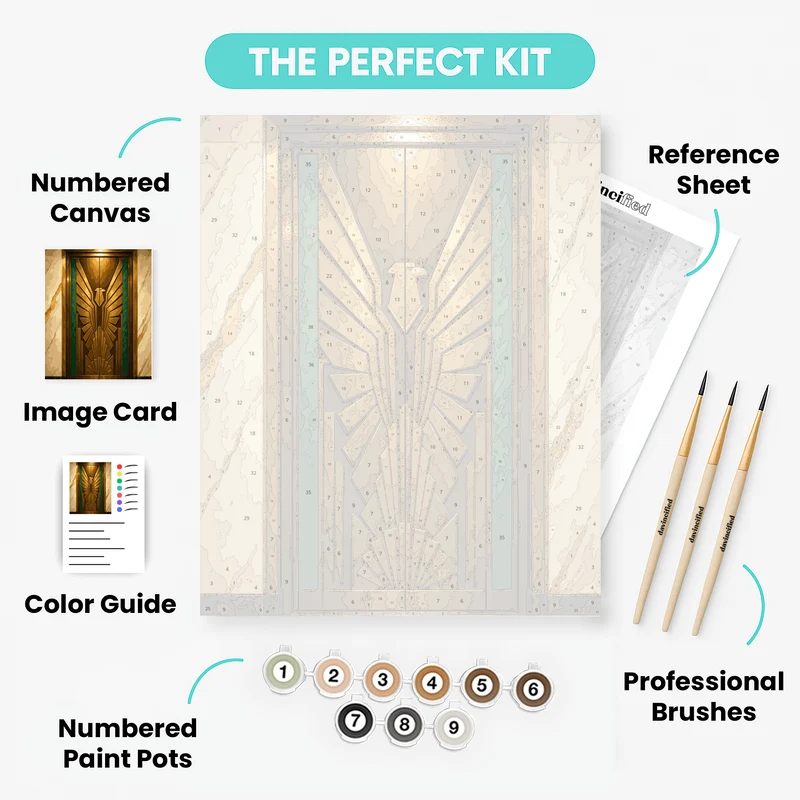 Art Deco Golden Eagle Elevator Doors - Paint by Numbers Kit