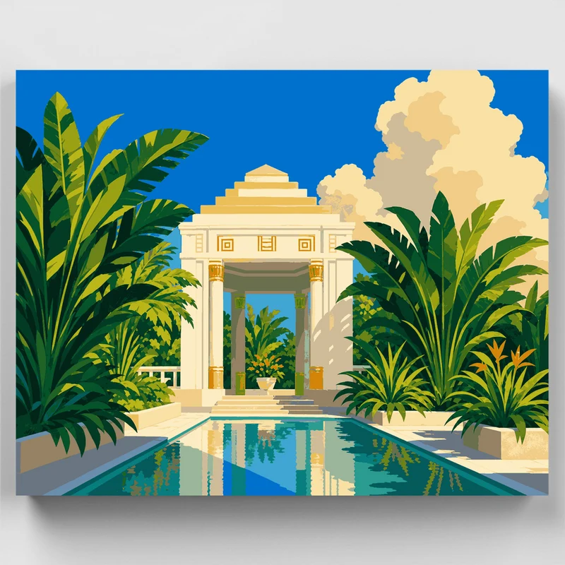 Art Deco Tropical Garden Pavilion - Paint by Numbers Kit