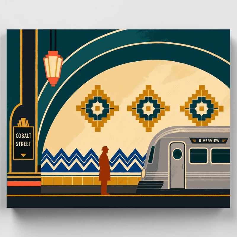 Art Deco Train Station - Paint by Numbers Kit