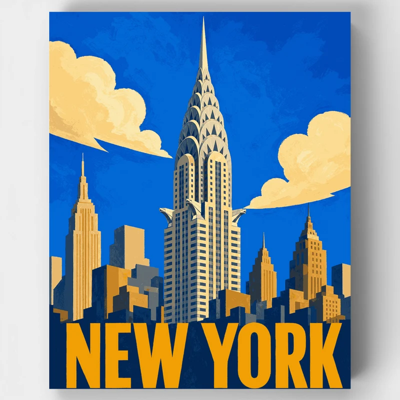 New York City Art Deco Skyline - Paint by Numbers Kit