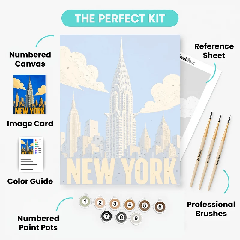 New York City Art Deco Skyline - Paint by Numbers Kit