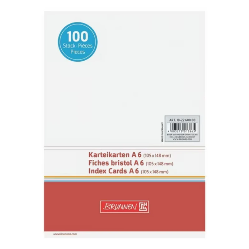 Karteikarten A6 quer blanko - 180g/m² Karteikarton - 100 Stück