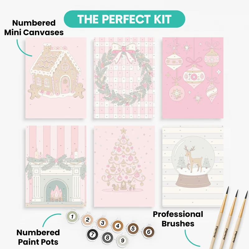 Pink Christmas Wonderland - Mini Paint by Numbers Set