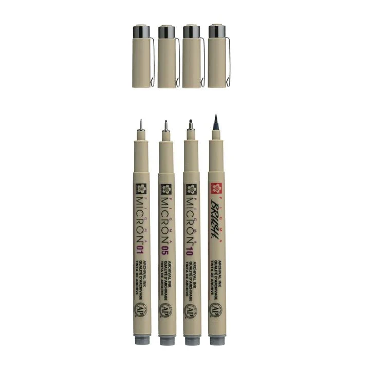 Sakura Pigma Micron Set of 3 Fineliners and Brush Pen