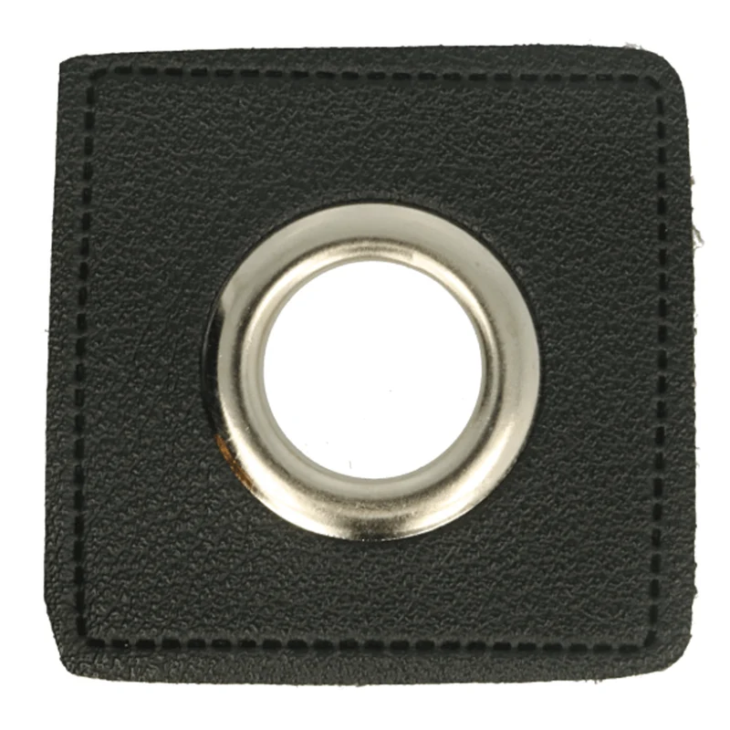 Ösen Patches Kunstleder 14mm schwarz nickel