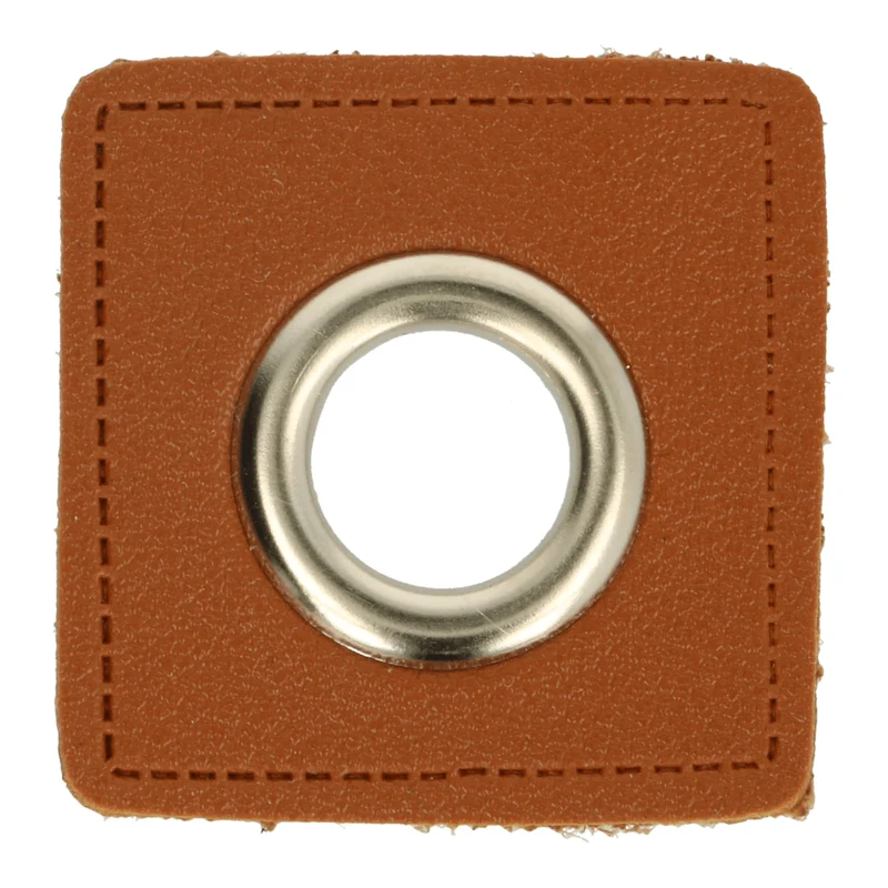 Ösen Patches Kunstleder 11mm braun nickel