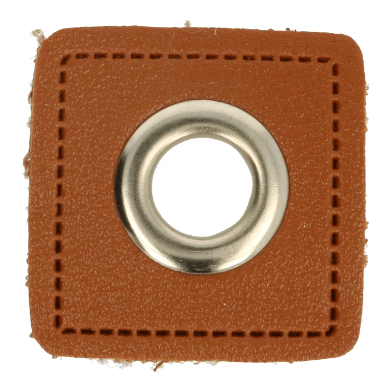 Ösen Patches Kunstleder 8mm braun nickel