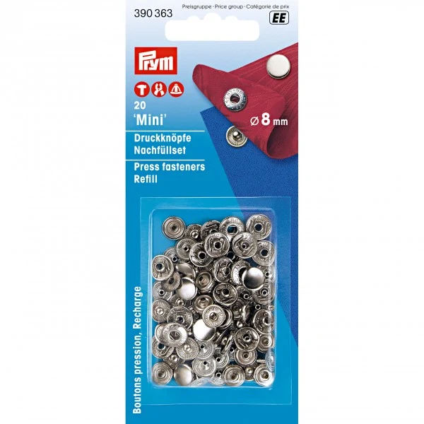 Prym Druckknöpfe Nachfüllset 20 Stk. 8mm Silber