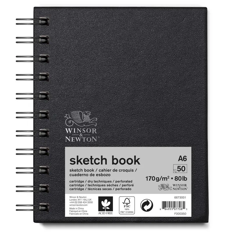 Winsor and Newton - Hardback Spiral Sketch Book - 170g A6