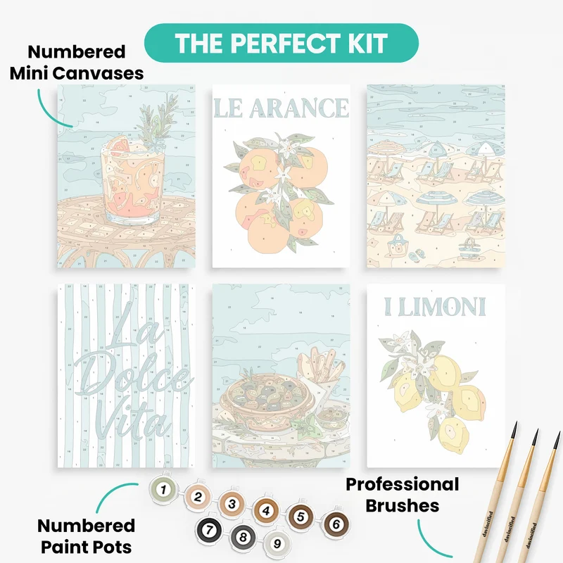 La Dolce Vita Italian Summer - Mini Paint by Numbers Set