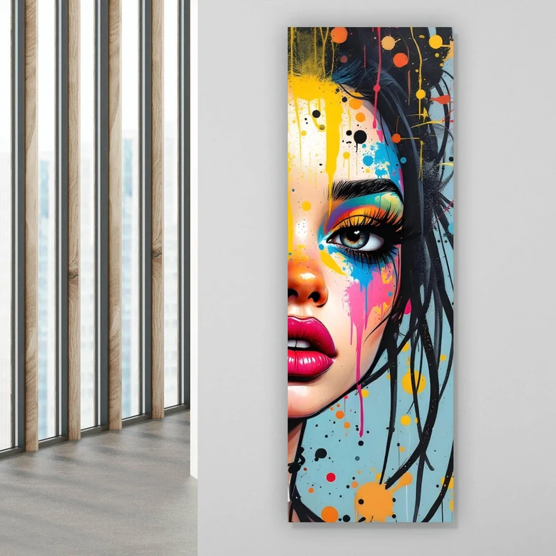 Leinwandbild Buntes Gesicht einer Frau Modern Art Panorama Hoch