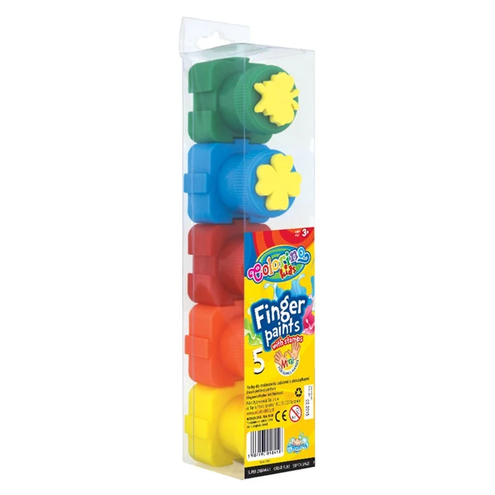 Colorino Finger Paints With Stamps, 5 × 10 ml