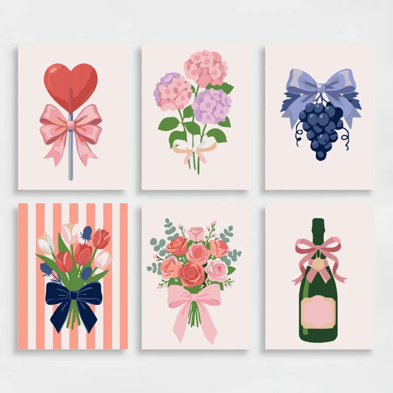 Blooms, Bows & Bubbly - Mini Paint by Numbers Set