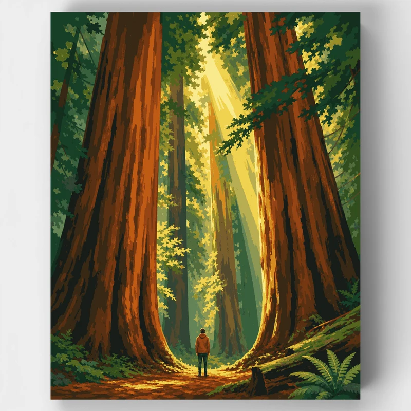 Redwood Forest Giant Trees - Paint by Numbers Kit