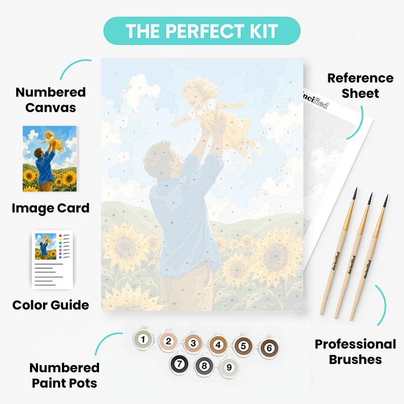 Father and Daughter in Sunflower Field - Paint by Numbers Kit