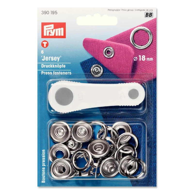 SALE -50% Prym Jersey-Druckknöpfe 18mm 6 Stk. silber