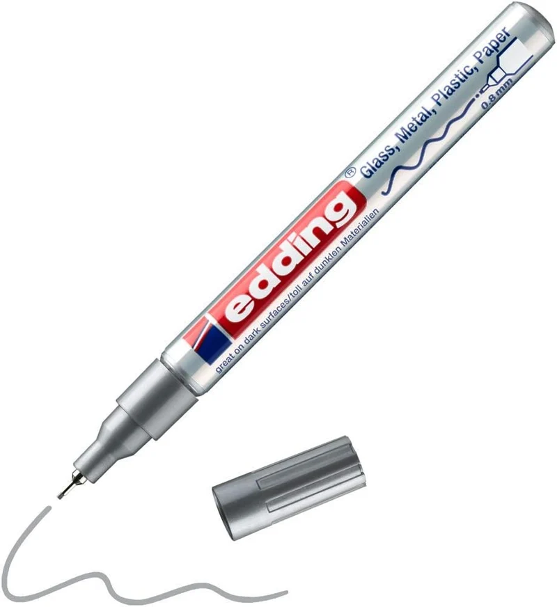 edding Glanzlackmarker 780 - Premium Silber Lackstift 0,8mm für brillante Ergebnisse