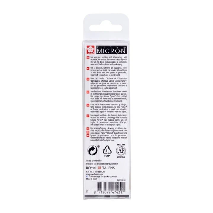 Sakura Pigma Micron Technical Pen Set of 3 Fineliners