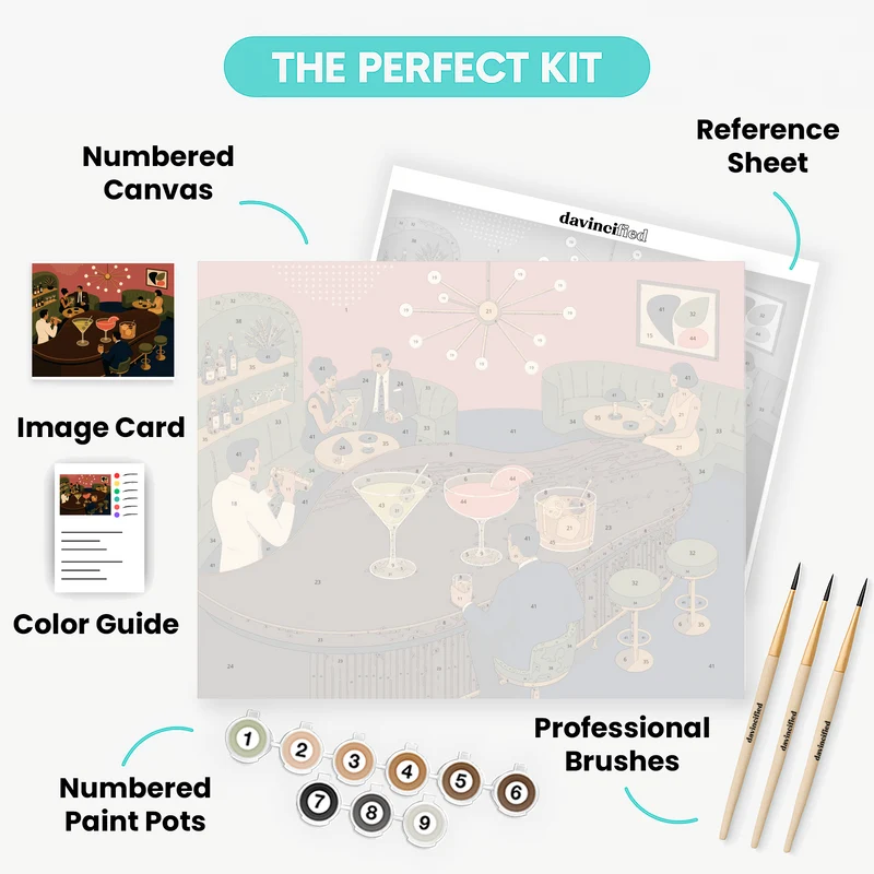 Mid-Century Vintage Cocktail Lounge - Paint by Numbers Kit