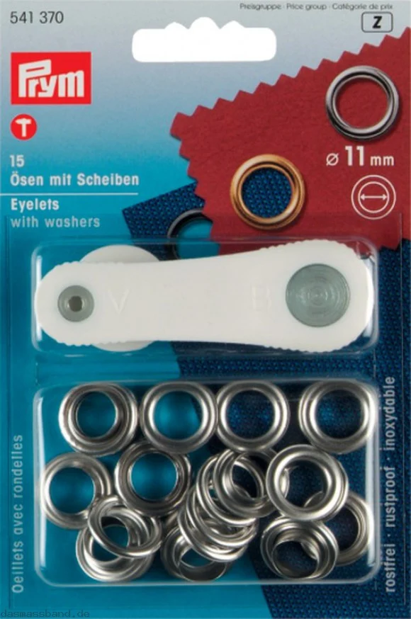 Prym Ösen mit Scheiben 11mm 15 Stk. silber