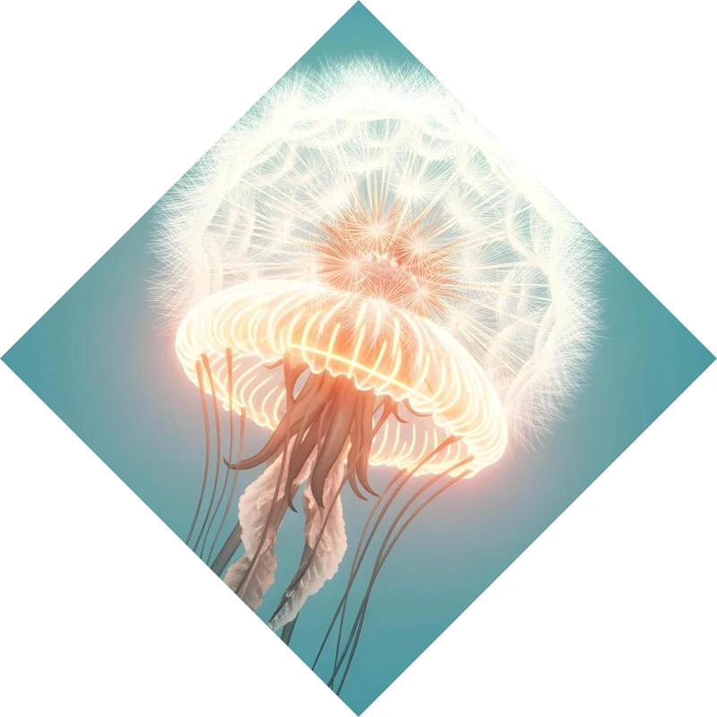 Leinwandbild Futuristische leuchtende Qualle im Wasser Raute