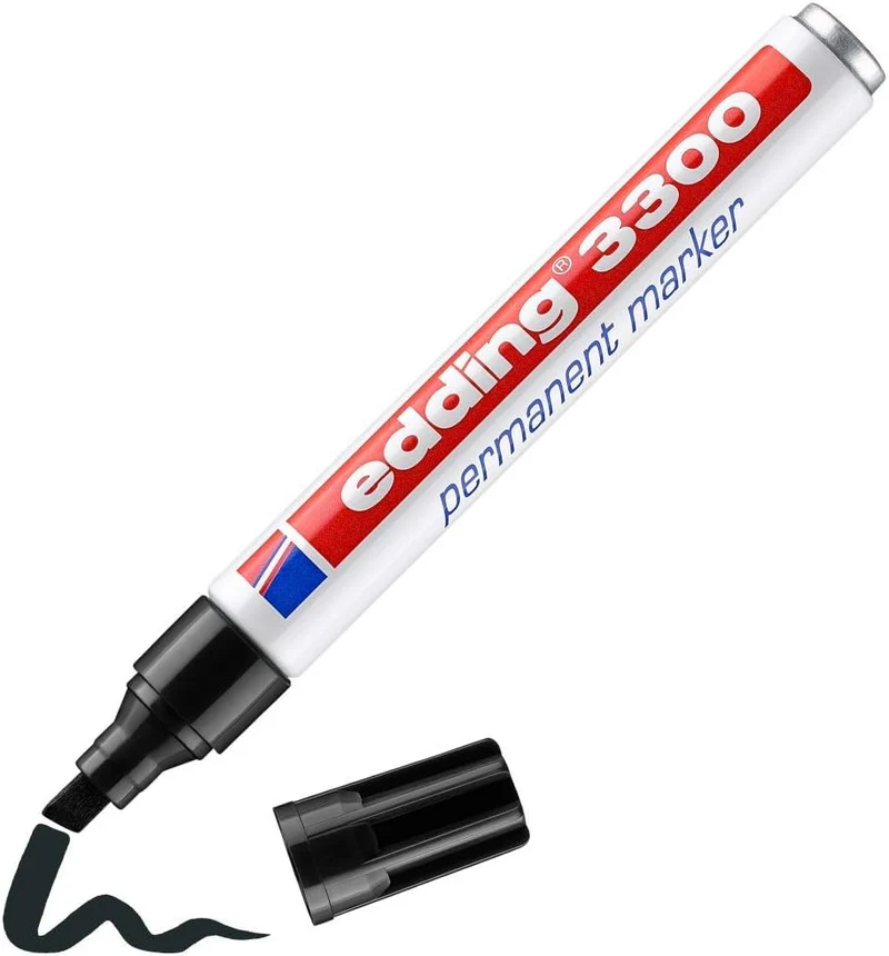 edding Permanentmarker 3300 - Professioneller schwarzer Marker für alle Oberflächen