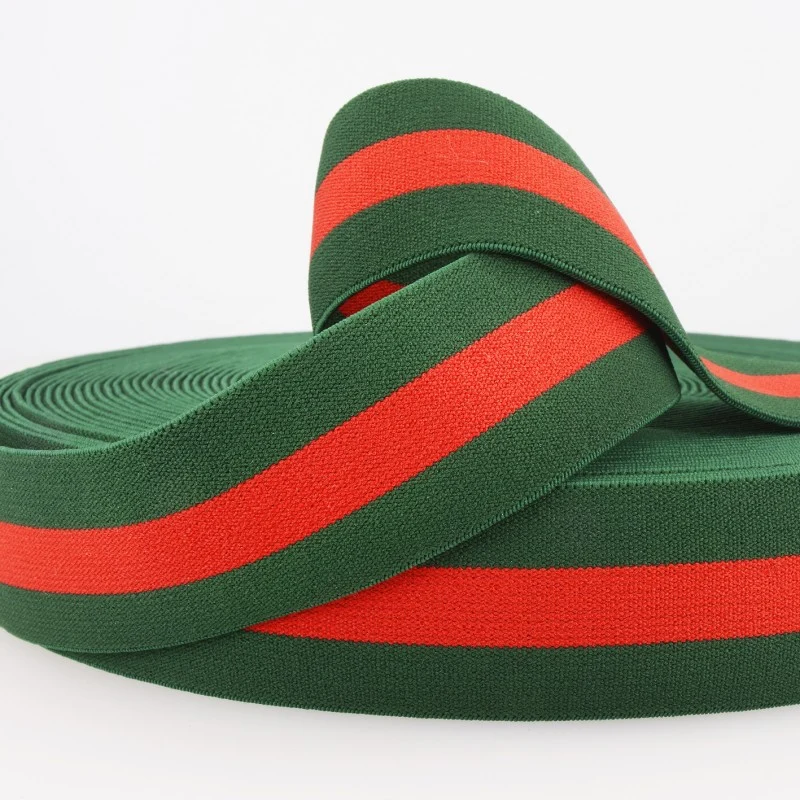 Gummiband grün/rot gestreift 40mm