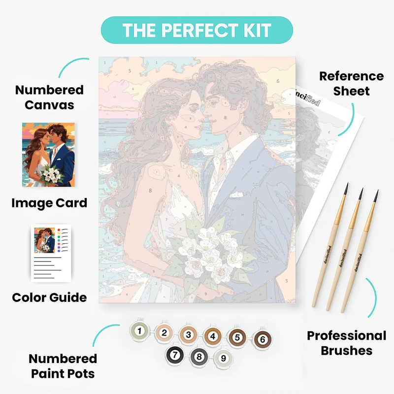 Beach Wedding Sunset Couple - Paint by Numbers Kit
