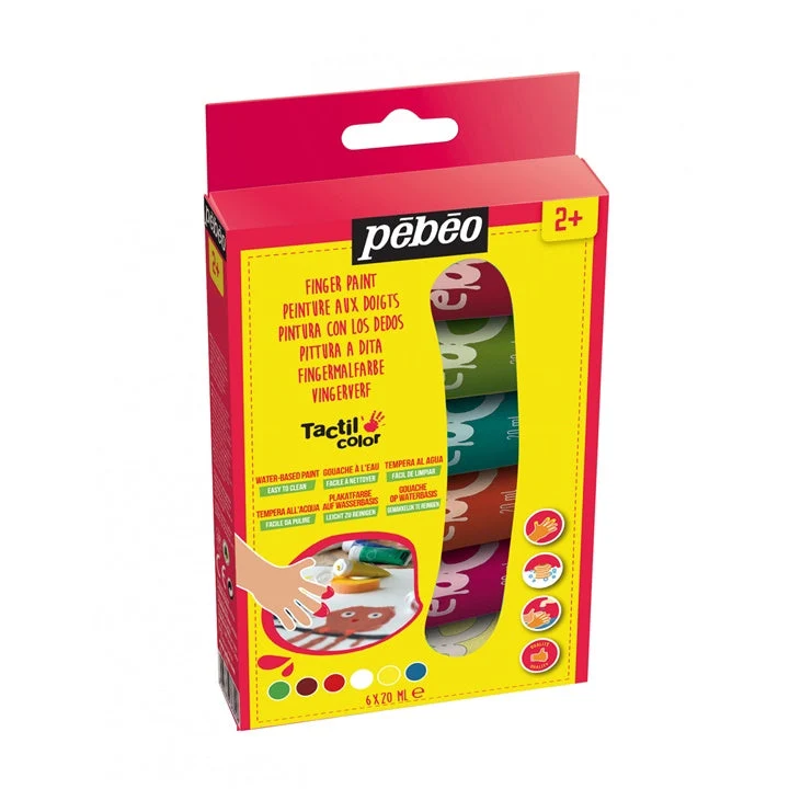 Pebeo Tactilcolor Finger Paints, 6 x 20 ml