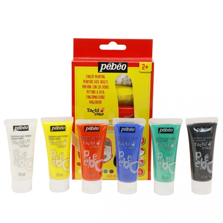 Pebeo Tactilcolor Finger Paints, 6 x 20 ml