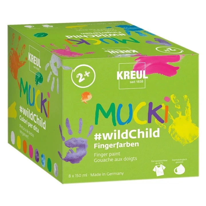 KREUL MUCKI Wild Child Finger Paints, Set of 8 x 150 ml