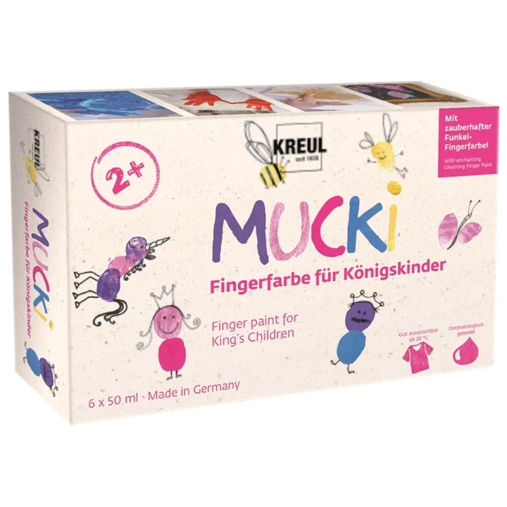 KREUL MUCKI Finger Paints for Girls, Set of 6 x 50 ml