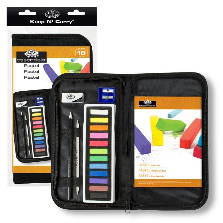 Essentials Soft Pastels Set in Pencil Case, 18-Piece