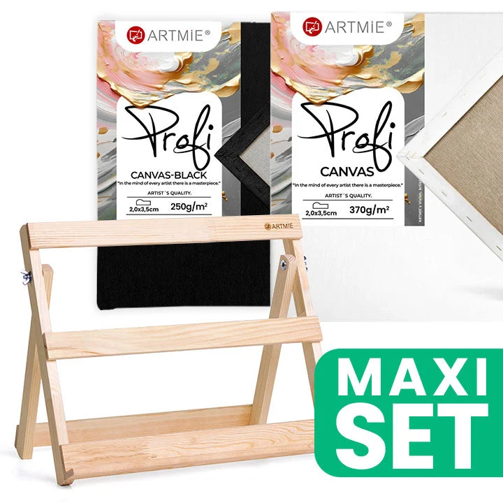 ARTMiE Tabletop Easel Set with Black and White PROFI Canvases 40x30 cm