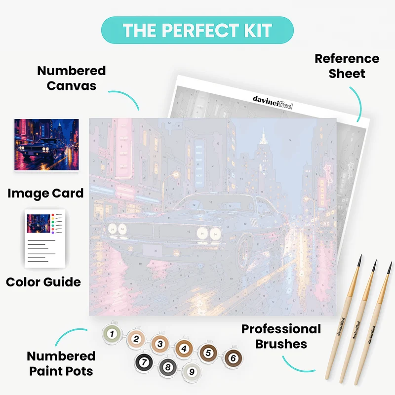 Neon City Muscle Car - Paint by Numbers Kit