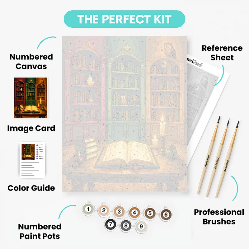 Wizard's Enchanted Library - Paint by Numbers Kit